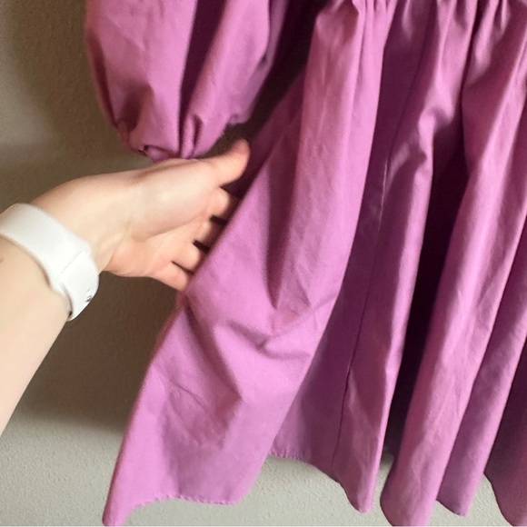 Abercrombie & Fitch Emerson Poplin Puff Sleeve Purple Mini Dress Medium - Picture 6 of 14
